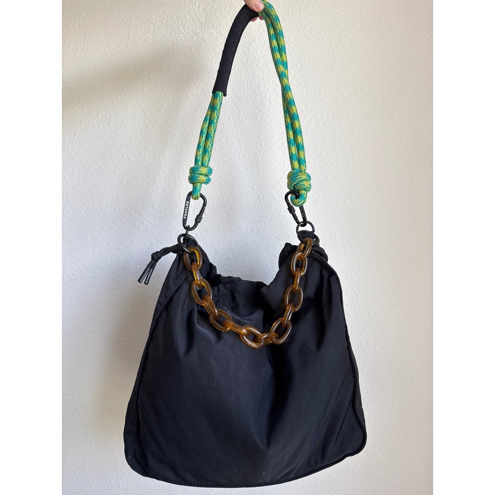 Rotunda Sant Hobo Bag with Green Yellow Rope and Tortoiseshell Chain